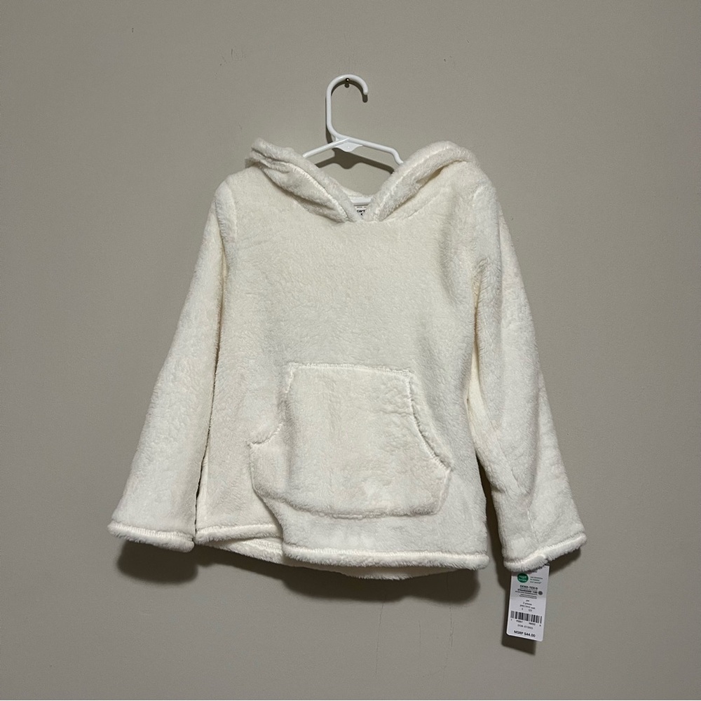Carter's Cozy White Fleece Kids Hoodie 5T NEW